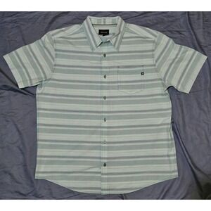 Marmot Fulton Short Sleeve Button Shirt Mens XL White Gray Stripe ‎ Hiking